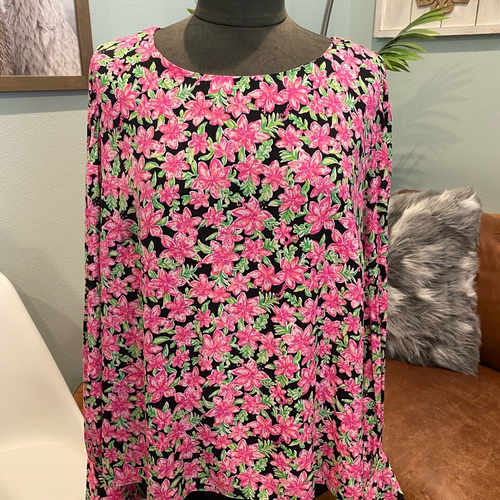 NWT Lilly Pulitzer Lambert Top blouse sz XL Onyx Lil Lilly